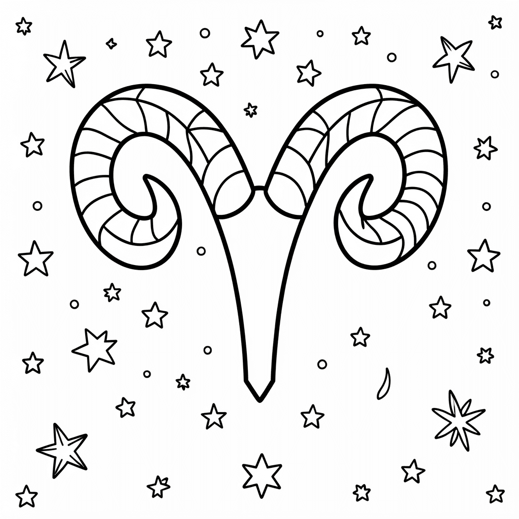 Free Printable Aries Zodiac Coloring Page