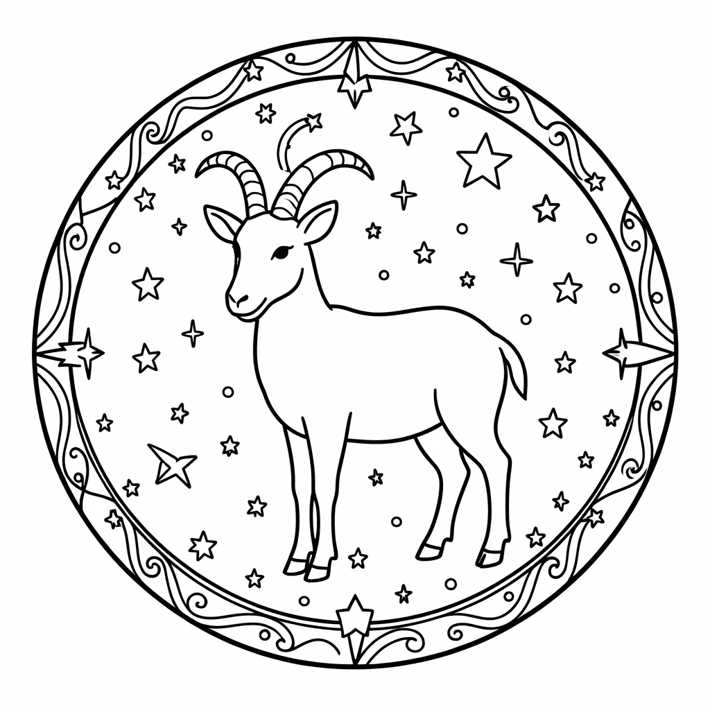 Free Printable Capricorn Zodiac Coloring Page