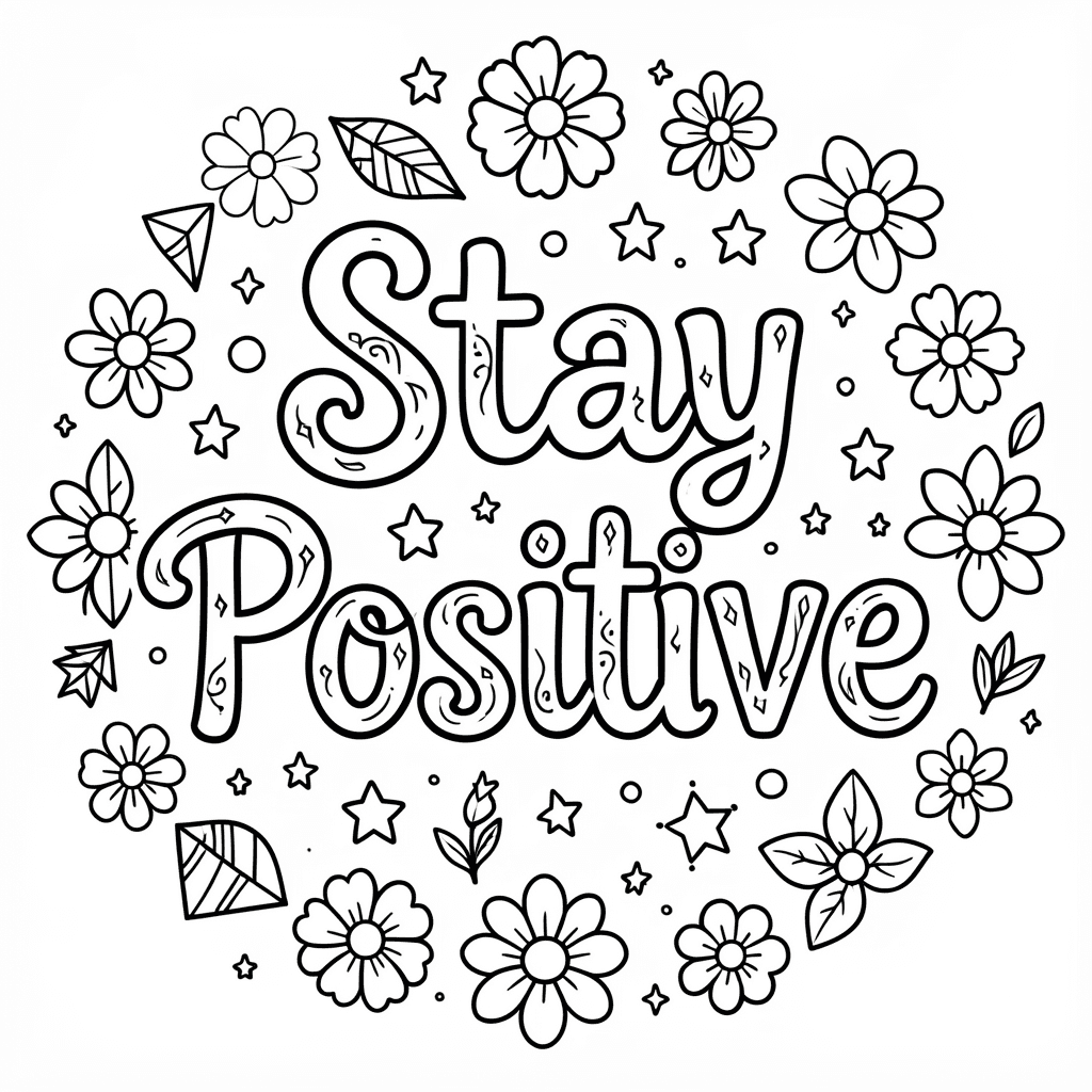 Free Printable Stay Positive Coloring Page