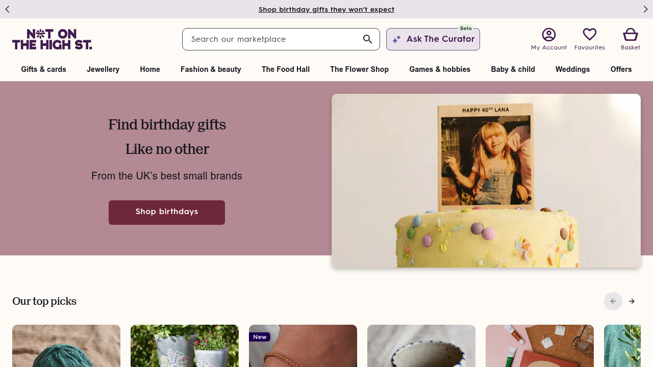 Screenshot of https://www.notonthehighstreet.com